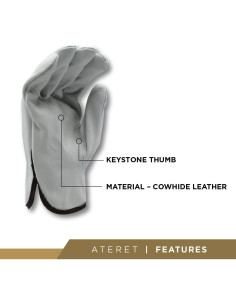 Guantes de Trabajo ATERET de Cuero Vacuno 12 Pares 2