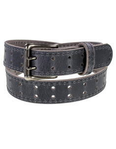 Cinturón de Cuero Clásico Hombre Doble Hebilla Gris 4.2 cm