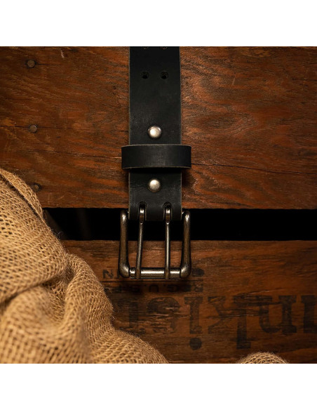 Cinturón de Cuero Clásico Hombre Doble Hebilla Gris 4.2 cm