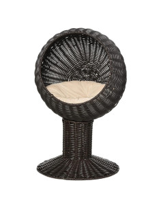 Cama Elevada para Gatos PawHut con Cojín Suave Café