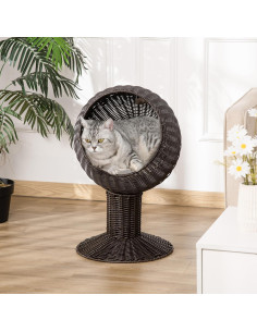 Cama Elevada para Gatos PawHut con Cojín Suave Café 2