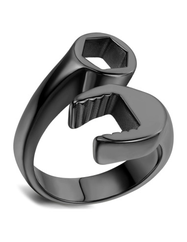 Anillo de Llave Mecánico Hombre Acero Inoxidable Negro 24mm