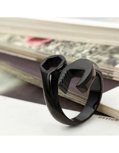 Anillo de Llave Mecánico Hombre Acero Inoxidable Negro 24mm