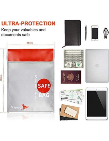 Bolsa Documentos a Prueba de Fuego ISOP 38x28cm Impermeable