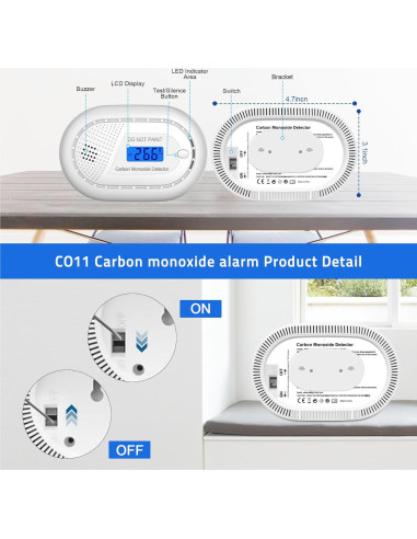 Detector de Monóxido de Carbono Runidur CO11 LCD 10 Años 2 Pzas