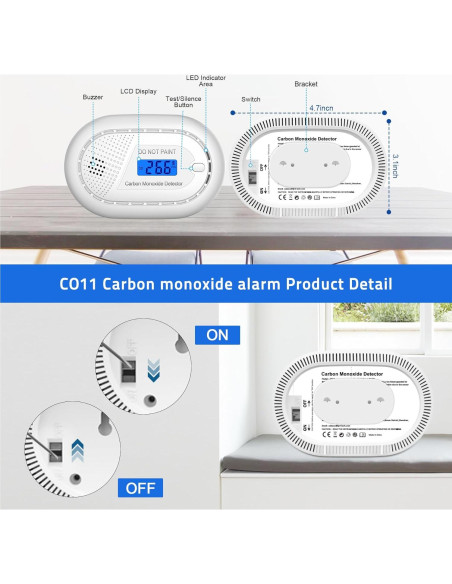 Detector de Monóxido de Carbono Runidur CO11 LCD 10 Años 2 Pzas