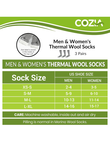 Calcetines de Invierno Cozia de Lana Merino Térmicos 3 Pares