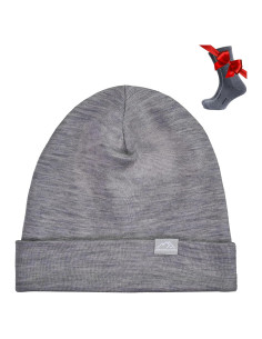 Gorro de lana merino unisex - Gris melange - Talla grande