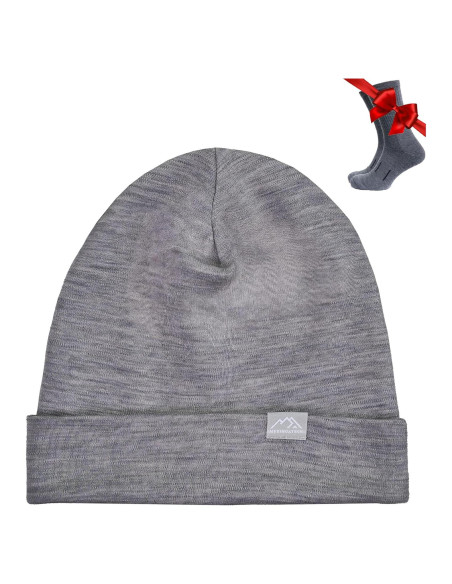 Gorro de lana merino unisex - Gris melange - Talla grande