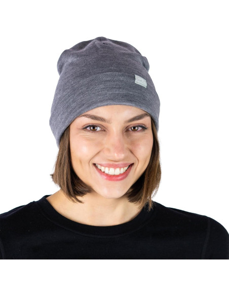 Gorro de lana merino unisex - Gris melange - Talla grande