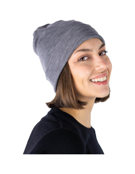 Gorro de lana merino unisex - Gris melange - Talla grande