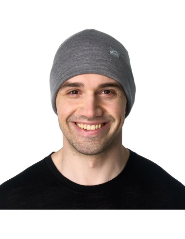 Gorro de lana merino unisex - Gris melange - Talla grande