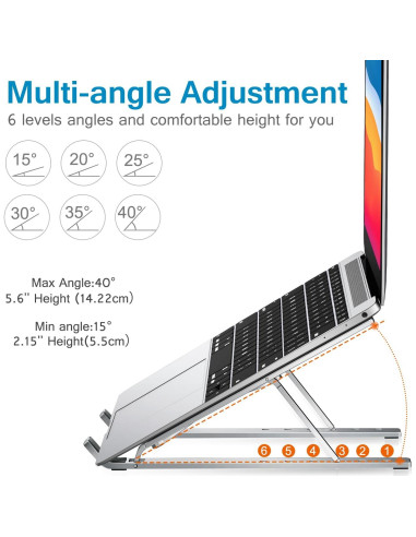 Soporte para Laptop iVoler Ajustable en 6 Alturas Plata