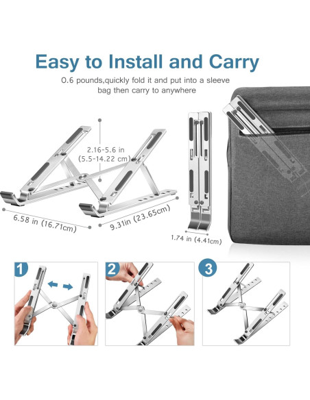 Soporte para Laptop iVoler Ajustable en 6 Alturas Plata