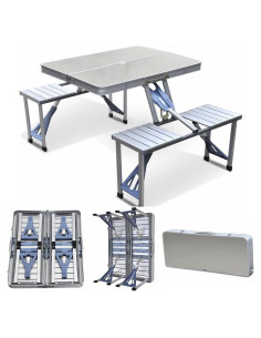 Mesa de Camping Plegable Magshion con 4 Asientos Aluminio
