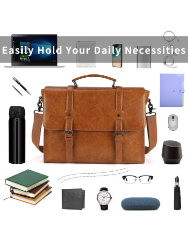 Bolsa Mensajera Lubardy 15.6" Impermeable Cuero Vintage