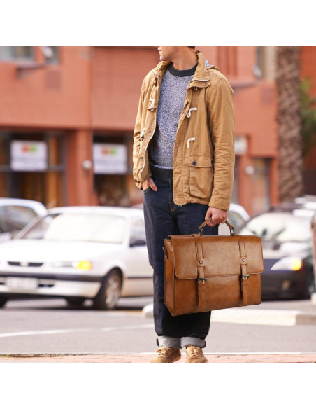 Bolsa Mensajera Lubardy 15.6" Impermeable Cuero Vintage