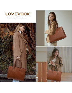Bolsa Tote LOVEVOOK para Laptop 15.6" Marrón Oscuro 2