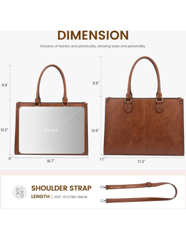 Bolsa Tote LOVEVOOK para Laptop 15.6" Marrón Oscuro