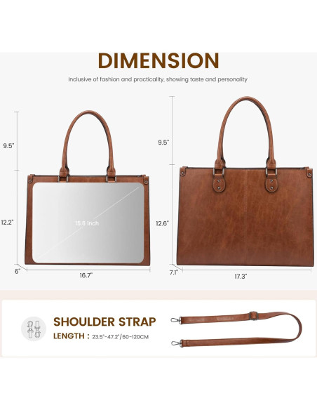 Bolsa Tote LOVEVOOK para Laptop 15.6" Marrón Oscuro