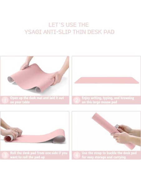Alfombrilla de Escritorio Antideslizante YSAGi Rosa 60x35 cm