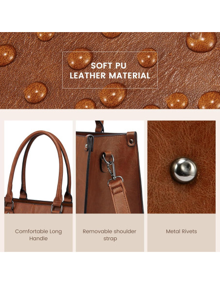 Bolsa Tote LOVEVOOK para Laptop 15.6" Marrón Oscuro