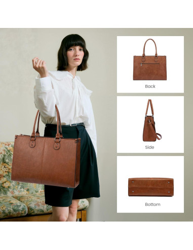 Bolsa Tote LOVEVOOK para Laptop 15.6" Marrón Oscuro