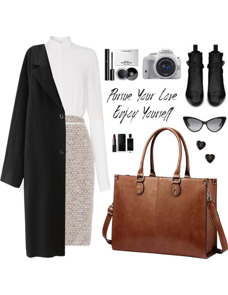 Bolsa Tote LOVEVOOK para Laptop 15.6" Marrón Oscuro