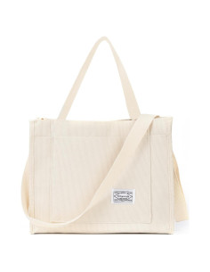 Bolso Tote Valleycomfy Corduroy Grande Beige 35x30x12 cm