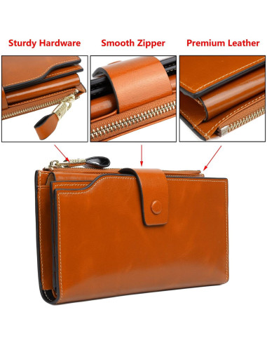 Billetera de Cuero Genuino YALUXE con Bloqueo RFID