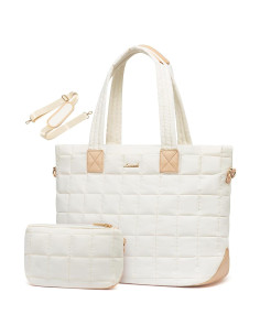 Bolsa Tote LOVEVOOK Acolchada Grande 45x17x32 cm Beige