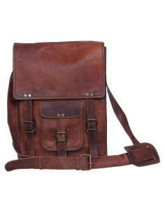 Bolso de cuero mensajero Komal para tablet 27.9 cm Marrón