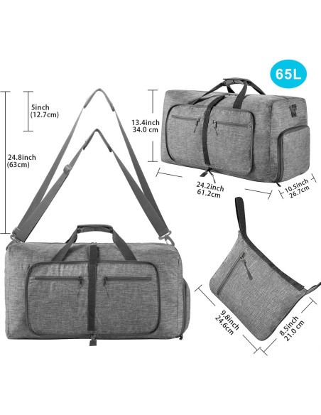 Bolsa de viaje Vomgomfom 65L Plegable con Compartimento