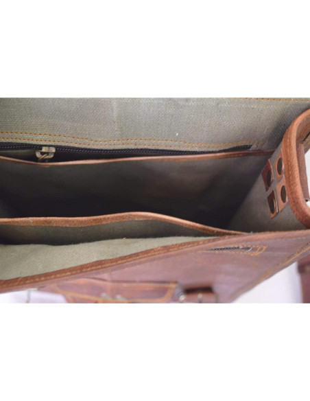 Bolso de cuero mensajero Komal para tablet 27.9 cm Marrón
