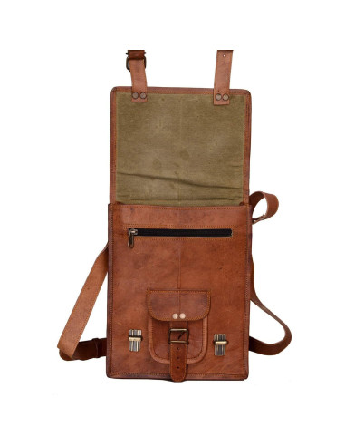 Bolso de cuero mensajero Komal para tablet 27.9 cm Marrón