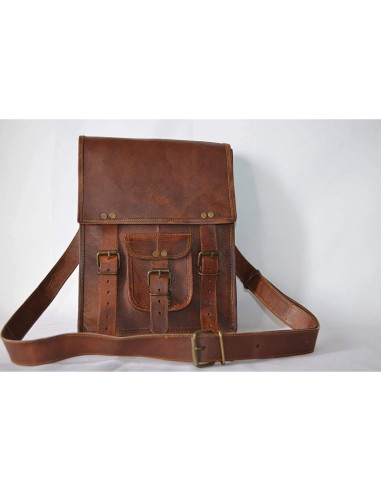 Bolso de cuero mensajero Komal para tablet 27.9 cm Marrón