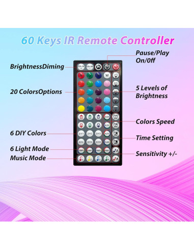 Tira LED RGB 30,48m Ledagic con control remoto y APP