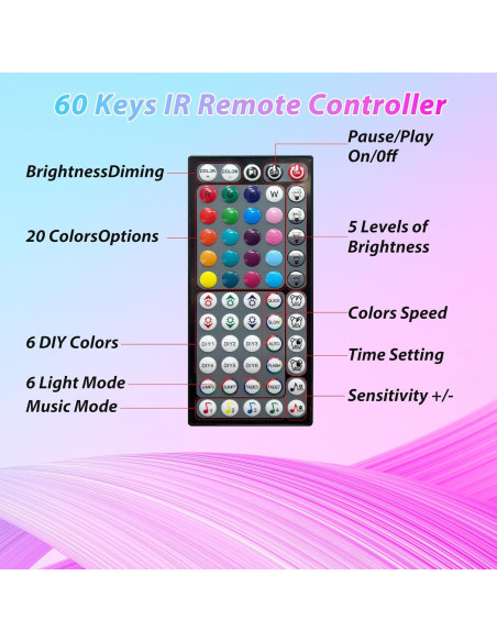 Tira LED RGB 30,48m Ledagic con control remoto y APP
