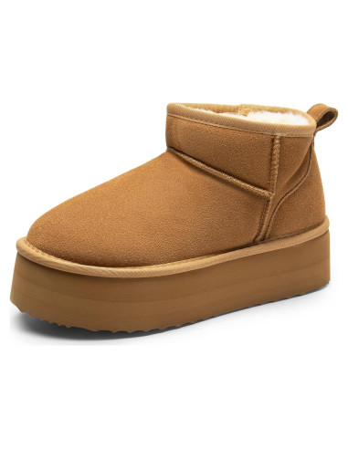 Botas de Nieve DREAM PAIRS Mini Plataforma Castaño 5cm
