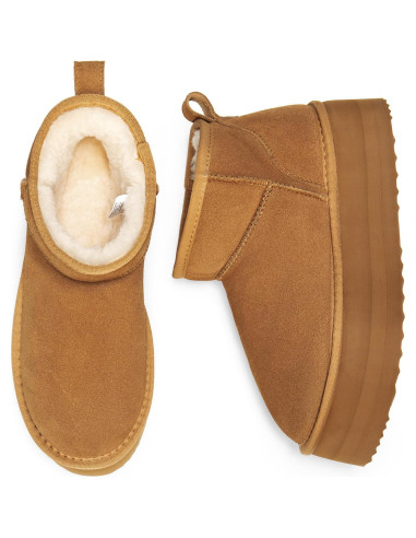 Botas de Nieve DREAM PAIRS Mini Plataforma Castaño 5cm