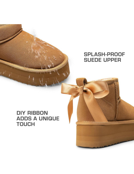 Botas de Nieve DREAM PAIRS Mini Plataforma Castaño 5cm
