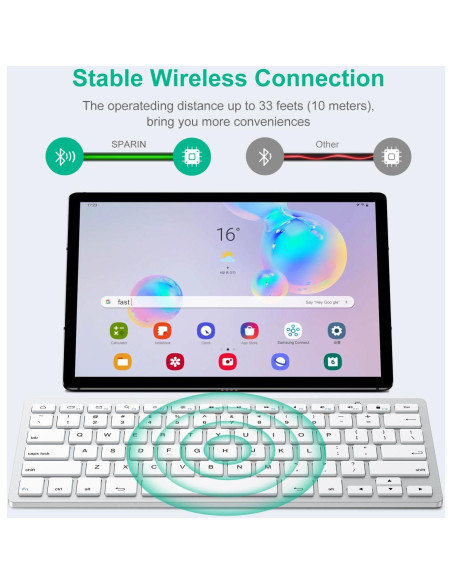 Teclado Bluetooth SPARIN para Samsung Galaxy Tab A9+ Gris