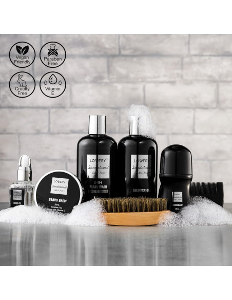 Kit de Cuidado de Barba Lovery 11 Piezas Sándalo