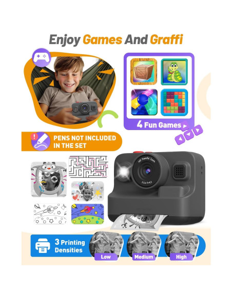 Cámara Instantánea Yehtta para Niños 2.4" 1080P con Impresión