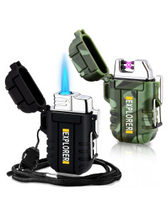 Paquete de 2 Encendedores Impermeables USB Butano Camuflaje