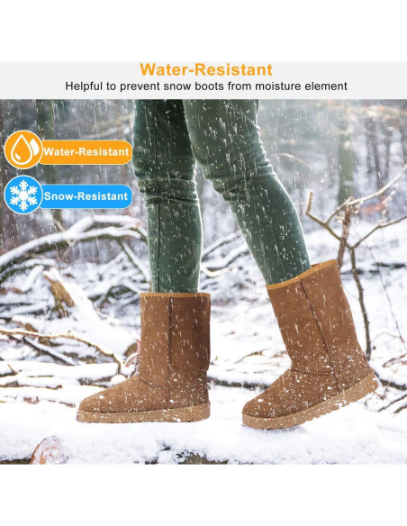 Botas de Nieve Moclever para Mujeres Castaño Impermeables