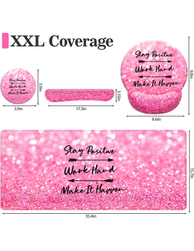 Alfombrilla de Ratón XXL Zokifab Rosa con Soporte Ergonómico