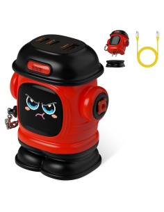 Cargador Divoom Dipow 65W USB-C 3 Puertos Rápido Rojo