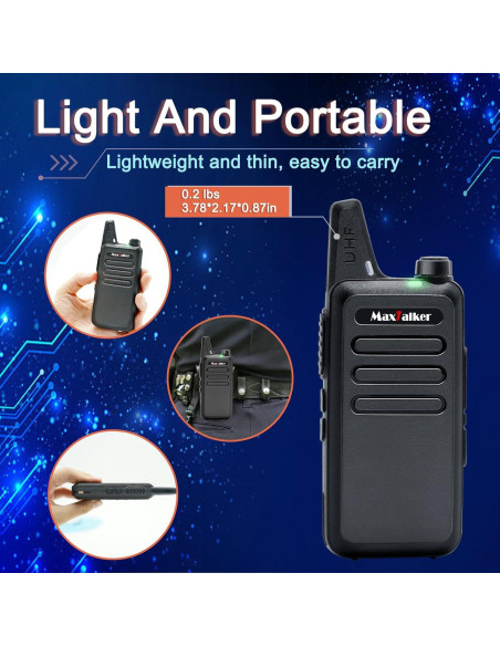 Walkie Talkies MaxTalker MT1 FRS 12 Paquetes Recargables