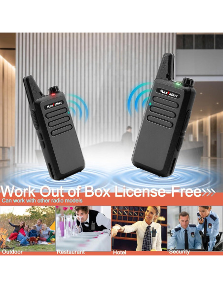 Walkie Talkies MaxTalker MT1 FRS 12 Paquetes Recargables